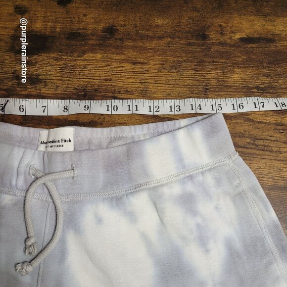 Abercrombie & Fitch Soft Fleece Tie Dye Shorts Size L Pockets Blue Gray White - Picture 6 of 11